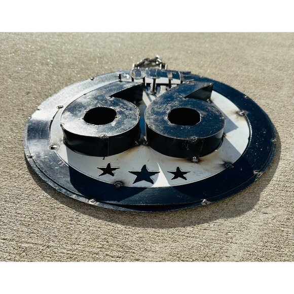 Route 66 Distressed Metal Wall Art Sign Chain Hanging  Vintage-Inspired Black & - Picture 6 of 9
